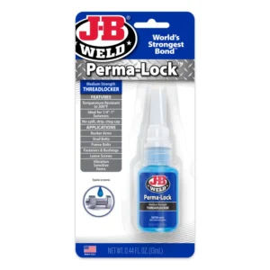 Bottle of J-B Weld Perma-Lock threadlocker on packaging.