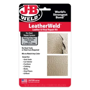 JB Weld LeatherWeld adhesive for flexible repairs.