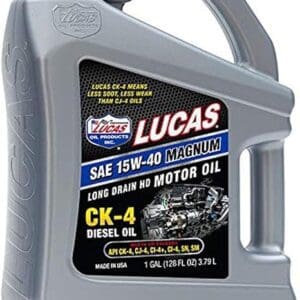 Container of Lucas SAE 15W-40 Magnum CK-4 diesel motor oil.