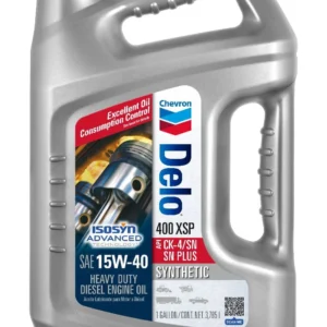 A container of Chevron Delo 400 XSP 15W-40 diesel engine oil.