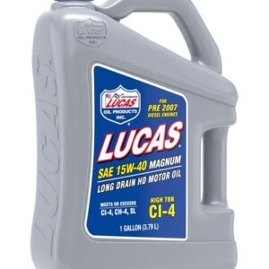 A gallon container of Lucas SAE 10W-40 motor oil.